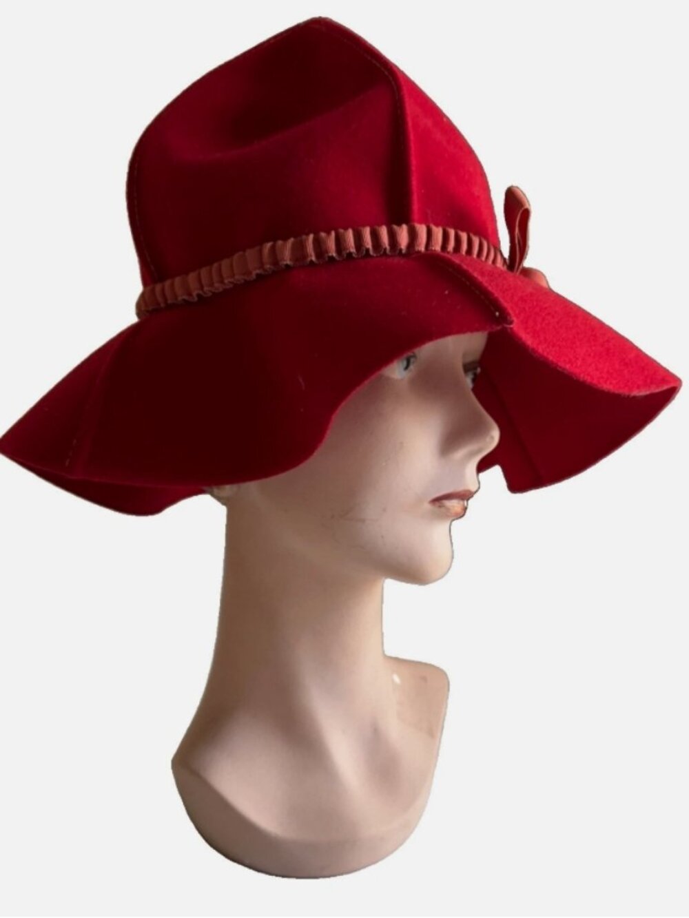 Rare Vintage 1940s Eva Mae Modes Scarlet Red Sculptural Hat ❤️✨